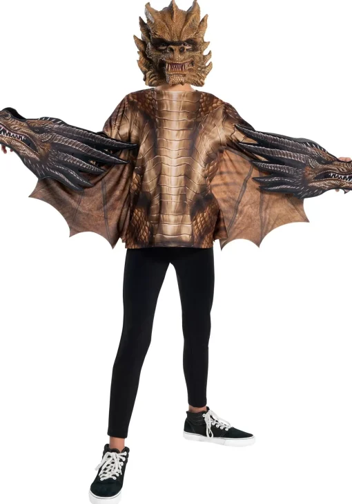 Flash Sale Rubies Costume Deluxe Kids Godzilla King Of The Monsters King Ghidorah Costume Tv / Movie Costumes